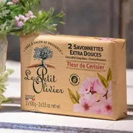 Le Petit Olivier - 2 Savonnettes Extra Douces - Fleur de Cerisier 2 x 100g