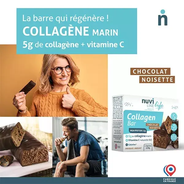 Nuviline Barre Collagène Marin 5g Saveur Chocolat-Noisette X 5