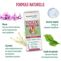 GRANIONS - Sirop Toux - Sirop Toux Seche et Grasse -Goût Fraise-Citron - 120 mL