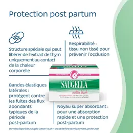 Saugella Cotton Touch Serviettes Hygiéniques Maternité Post-partum Pack de 10
