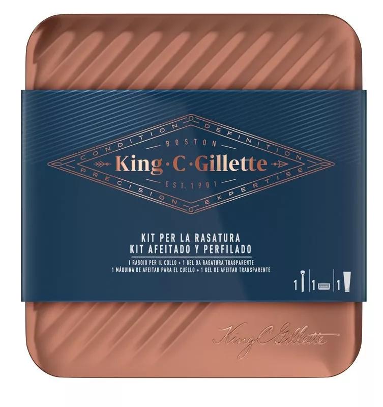 Gillette King Pack Máquina Barbear pescoço + gel de Barbear + Caixa