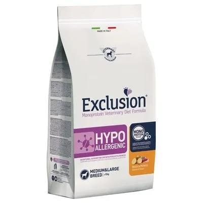 Exclusion Monoprotein Veterinary Diet Formula Hypoallergenic Crocchette Anatra/Patate Per Cani Taglia Media/Grande Sacco 12Kg