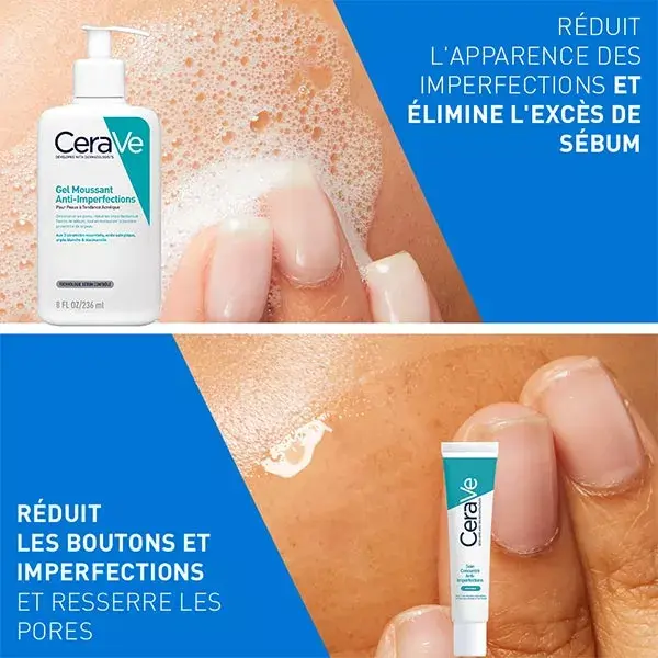 Cerave Routine Anti-Imperfections Gel Moussant Anti-Imperfections 236ml & Soin Concentré Anti-Imperfections 40ml