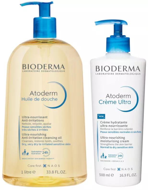 Bioderma Atoderm Duschöl 2 Liter + Ultra Cream 1 Liter