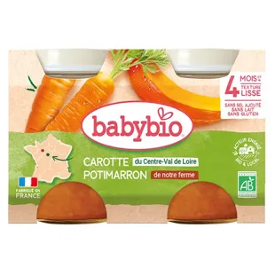 Babybio Mes Légumes Pots Carota Zucca Potimarron dai 4 mesi 2 x 130g