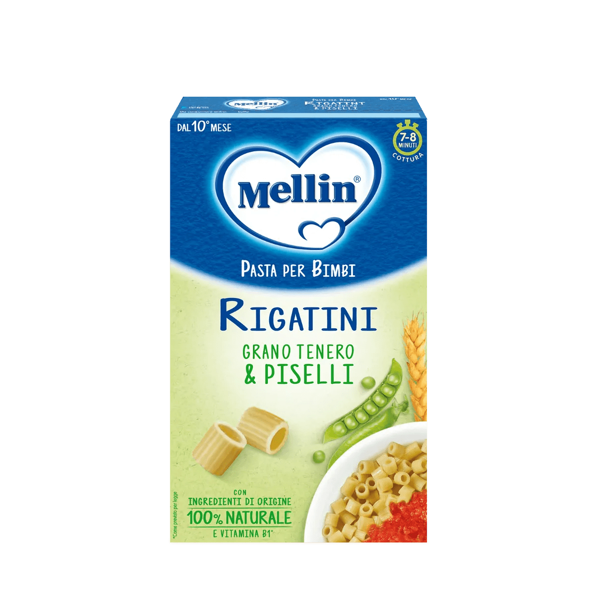 Mellin Rigatini Pasta Grano Tenero e Piselli 10+Mesi 280 Gr