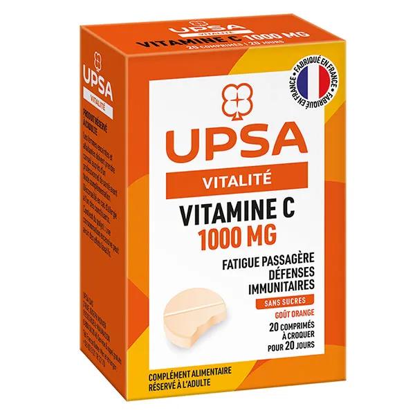 UPSA Vitamine C 1000mg sans Sucres 20 comprimés à croquer