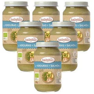 Babybio Jar of Vegetables and Salmon +6m 6x200 gr