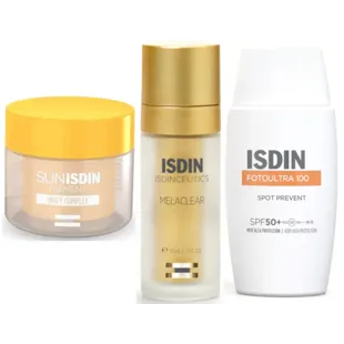 Isdin Sunisdin Pigment 30 Cápsulas + Fotoultra 100 Spot Prevent SPF50+ 50 ml + Melaclear 1,8% 30 ml