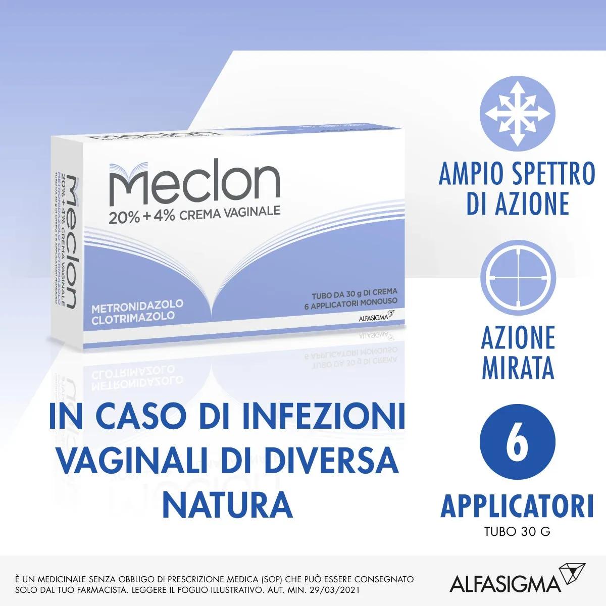 Meclon Crema Vaginale 20%+ 4% Tubo 30 g + 6 Applicatori Monouso