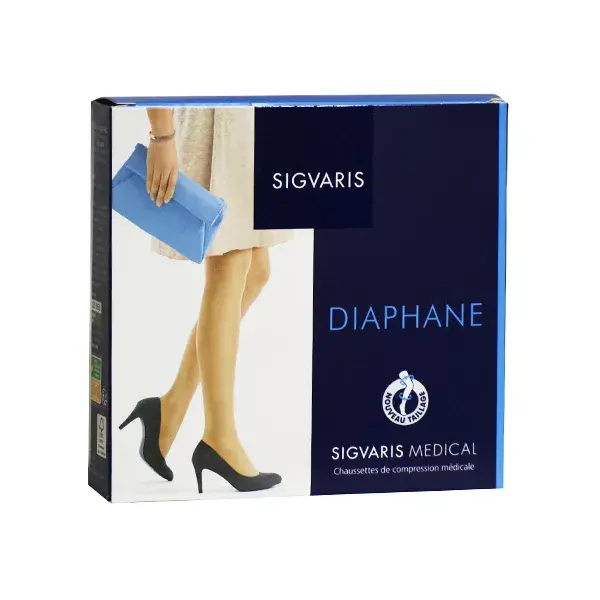 Sigvaris Essentiel Semi-Transparent Chaussettes Pieds Ouverts Classe 2 Normal Taille S Naturel