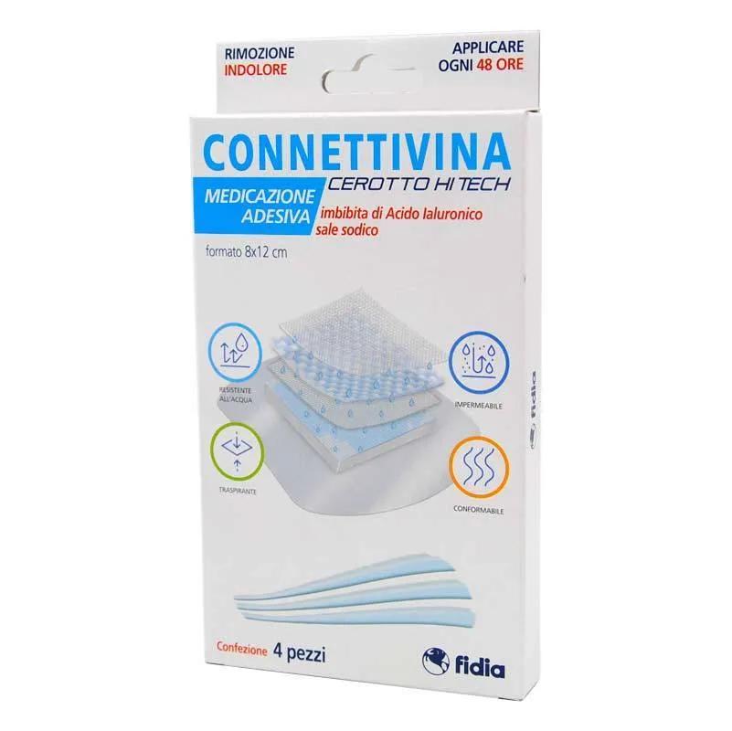 Connettivina Cerotto Hi Tech Medicazione Adesiva 8x12 cm 4 Pezzi