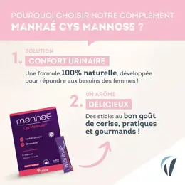 Manhaé Cys Mannose - Confort urinaire -  Hibiscus, D-mannose - 10 sticks - 5 jours