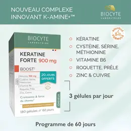 Biocyte Kératine Forte 900mg Boost Croissance Résistance du Cheveu 120 gélules