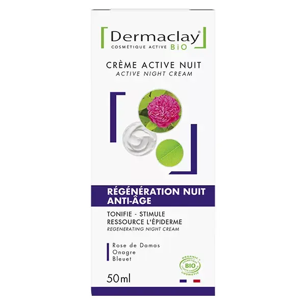Dermaclay Crème Active Nuit Régénération Anti-Âge Bio 50ml