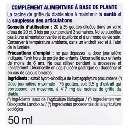 Ladrôme Extraits de Plantes Fraîches Griffe du Diable Harpagophytum Bio 50ml