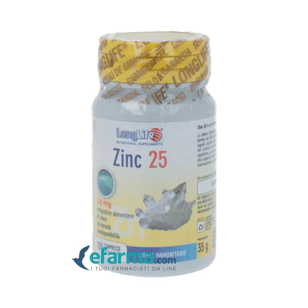 LongLife Zinc Integratore Zinco 100 Compresse