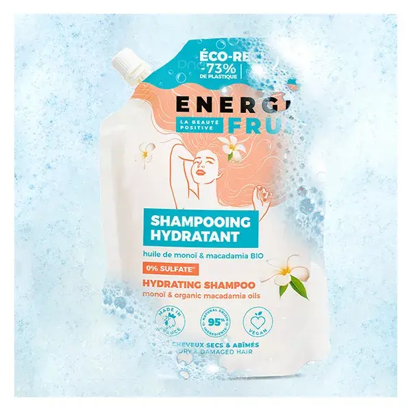 Energie Fruit Cheveux Shampoing Hydratant Huile de Monoï et Macadamia Bio Eco Recharge 450ml