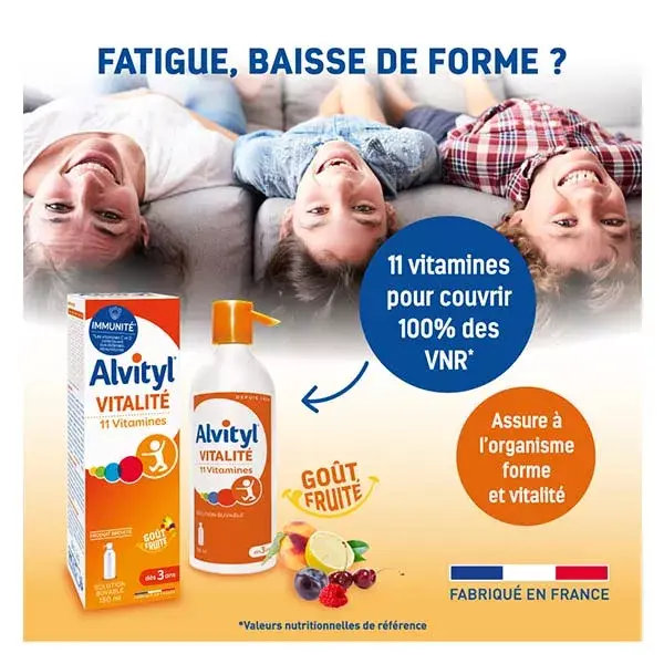 Alvityl Vitalité Solution buvable multivitaminée 11 vitamines dès 3 ans 150 ml