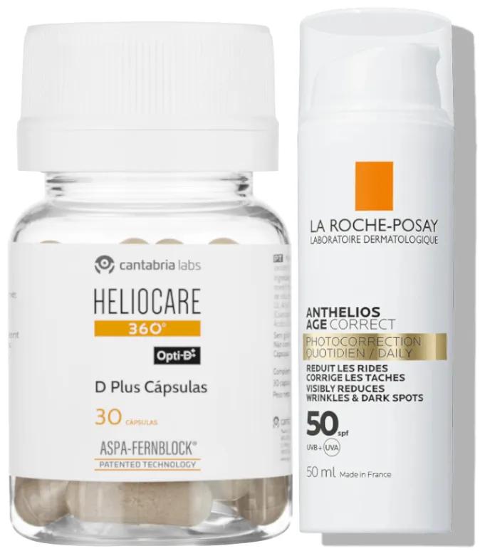 Heliocare 360 D Plus 30 capsules + La Roche Posay Anthelios Age Correct SPF50 50 ml