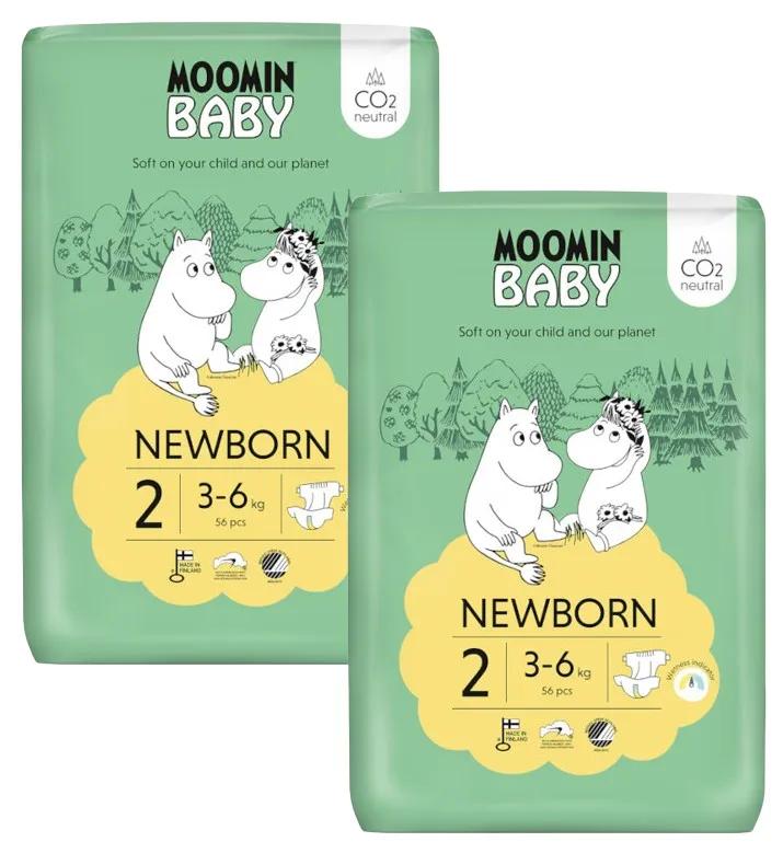 Moomin-babyluiers maat 2 (3-6 kg) 2x56 eenheden