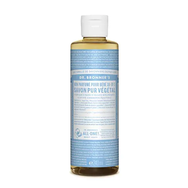 Dr Bronner's Savon Pur Végétal Non Parfumé "18 en 1" 240ml