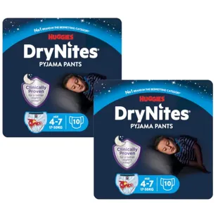 Huggies DryNites Pañales de Noche Niño Talla 4-7 (17-30 Kg) 2x10 Uds