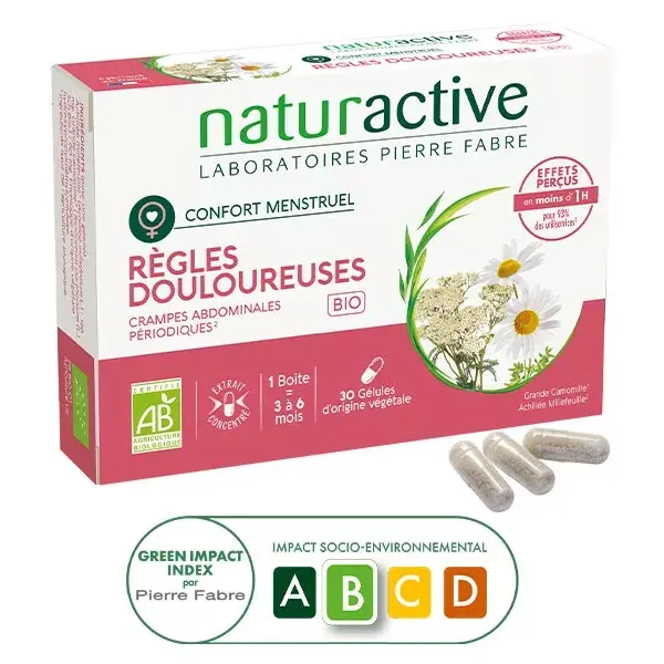 Naturactive Règles Douloureuses Crampes Abdominales Bio 30 gélules végétales