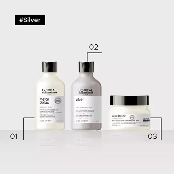 L'Oréal Care & Styling Se Silver Champú Brillo Cabello Gris y Blanco 300ml