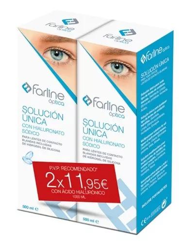 Farline Solucion Unica con Hialuronato Sódico Lentes de Contacto  2x500 ml