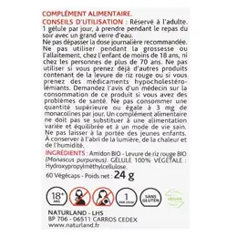 Naturland Levure de Riz Rouge Bio 60 gélules