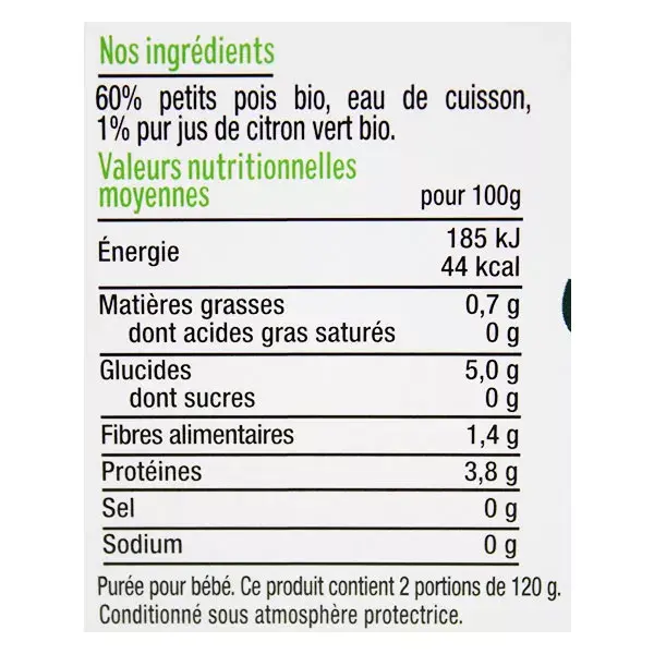Good Goût Plat Bol Purée de Légumes Le Petit Pois +4m Bio 2 x 120g
