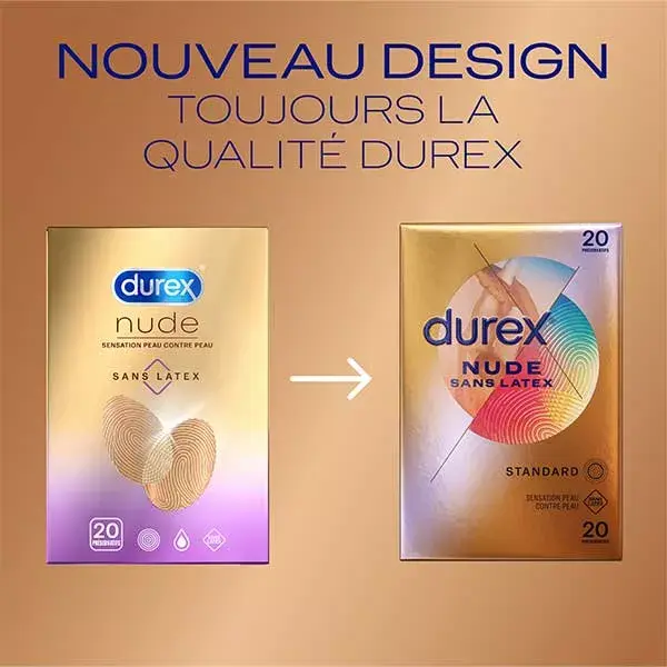 Durex Préservatifs Nude Sans Latex - 20 Préservatifs Sensation Peau Contre Peau