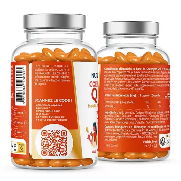 Nutri&Co Coenzyme CoQ10 Ubiquinone 100mg Anti-Âge & AntiOxydant 120 gélules