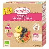 Babybio Pouche Manzana, Arándanos y Fresa Bio 4x90 gr