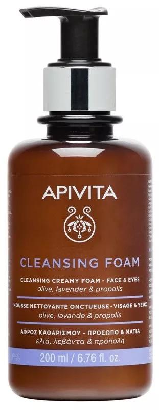 Apivita Cleansing Creme Espuma De Limpeza Cara e Olhos com Oliveira e Lavanda 200ml