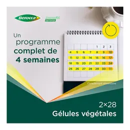 Berocca Immunité Défense Vitamine D, C et B Zinc Lot de 2 x 28 gélules végétales