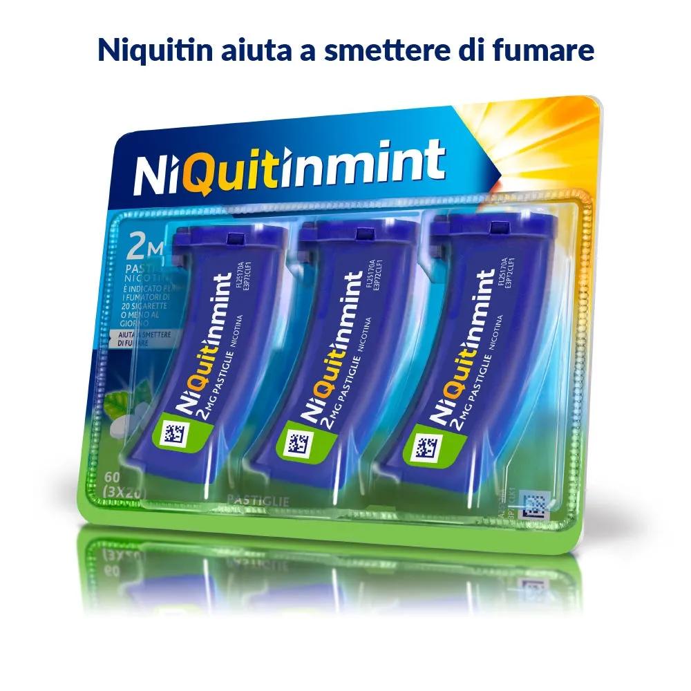 NiQuitin 2 mg Nicotina Mini Pastiglie Per Smettere di Fumare Gusto Menta 3 Astucci