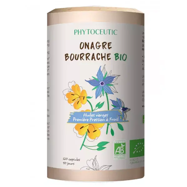 Phytoceutic Evening Primrose and Borage Oil Organic 120 capsules