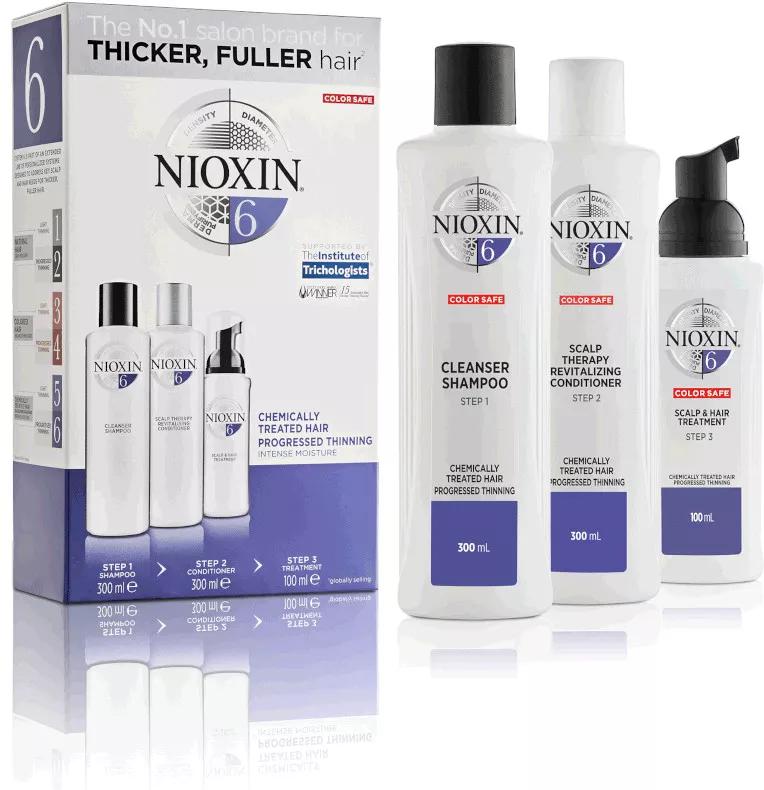 Nioxin 3-Step Kit System 6 Para Cabelos Tratados Com Quimicos, Muito Debilitados E Com Perda De Densidade (Shampoo 300 Ml - Condicionador 300 Ml - Tratamento 100 Ml)