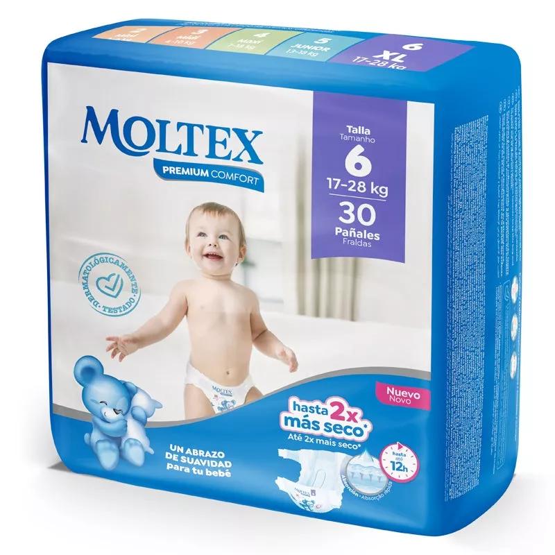 Moltex Fraldas Premium confort Tamanho 6 17-28Kg 30Uds