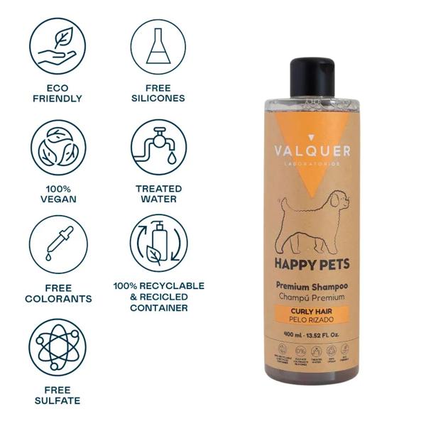 Valquer Laboratorios Premium Shampoo für lockiges Haar bei Haustieren, 400 ml