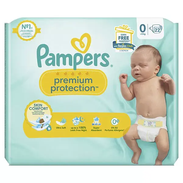Pampers Couches Premium Protection T0 (< 3 Kg)