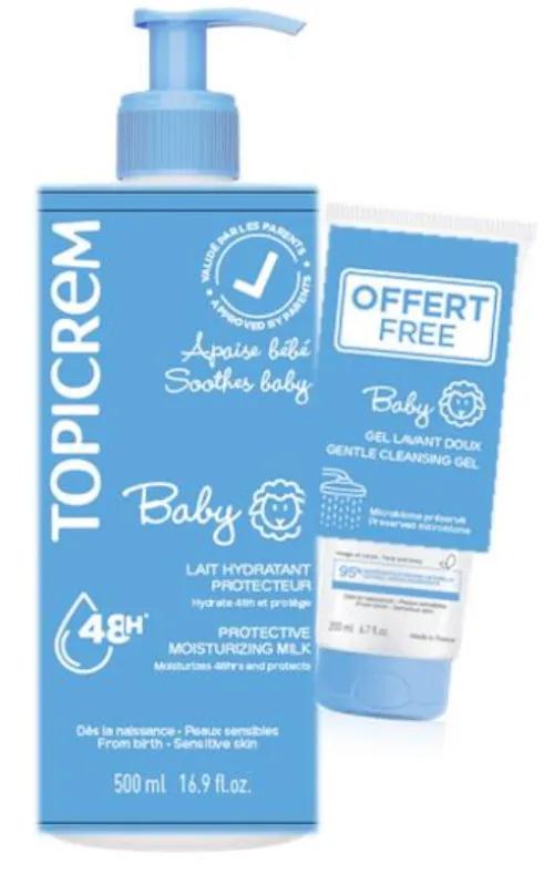 Topicrem Baby Hydraterende Melk 500 ml + Baby Reinigingsgel 75 ml CADEAU