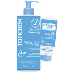 Topicrem Lait Hydratant Bébé 500 ml + Gel Lavant Bébé 75 ml en CADEAU