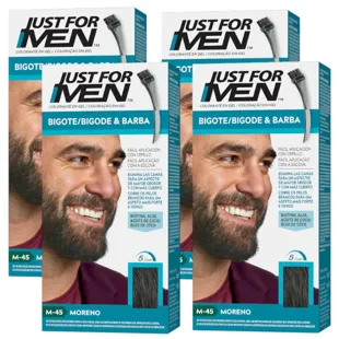 Just For Men Moustache, Barbe et Favoris pour hommes, Brun foncé, 4 pièces