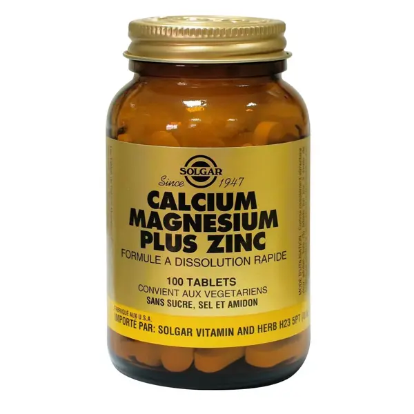 Solgar Calcium Magnésium Zinc 100 comprimés
