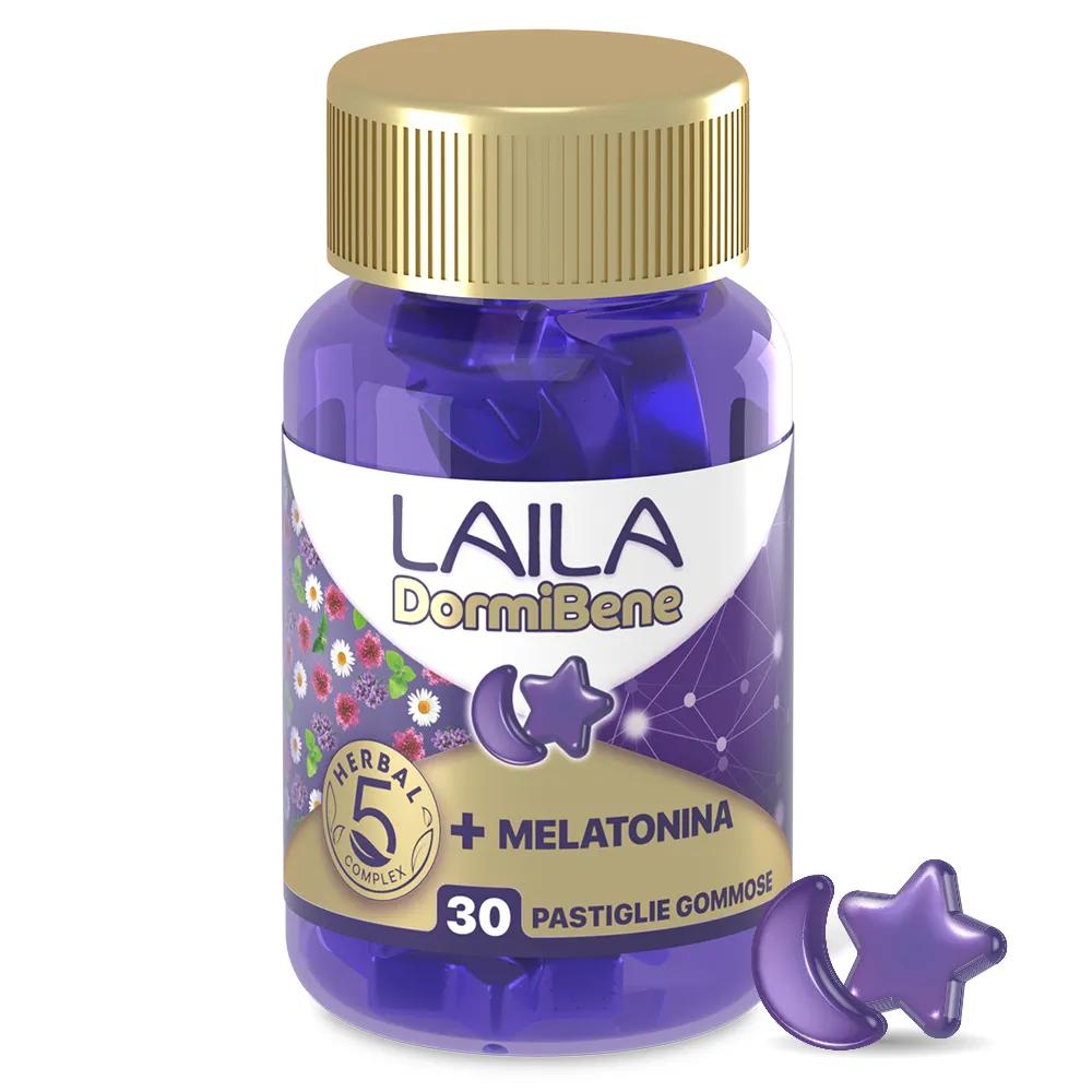 Laila DormiBene + Melatonina Integratore Per il Sonno 30 Pastiglie Gommose