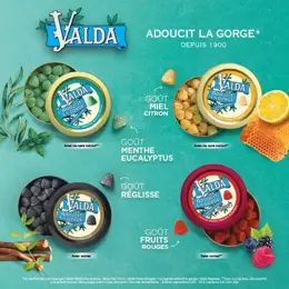 Valda Adoucit la gorge Gommes Goût Menthe Eucalyptus 50g