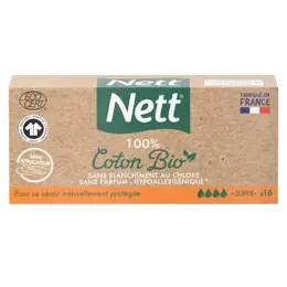 Nett 100% Coton Bio Tampon Super 16 unités